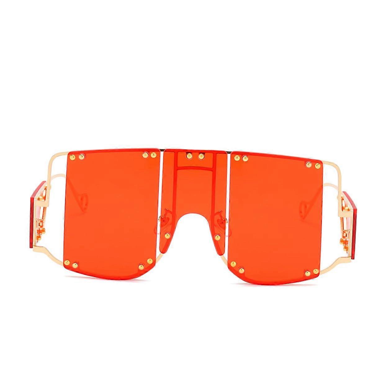 Punk Decorative Party Glasses with Metallic Frame and Red Lenses for Carnival, Festivals, and Themed Events