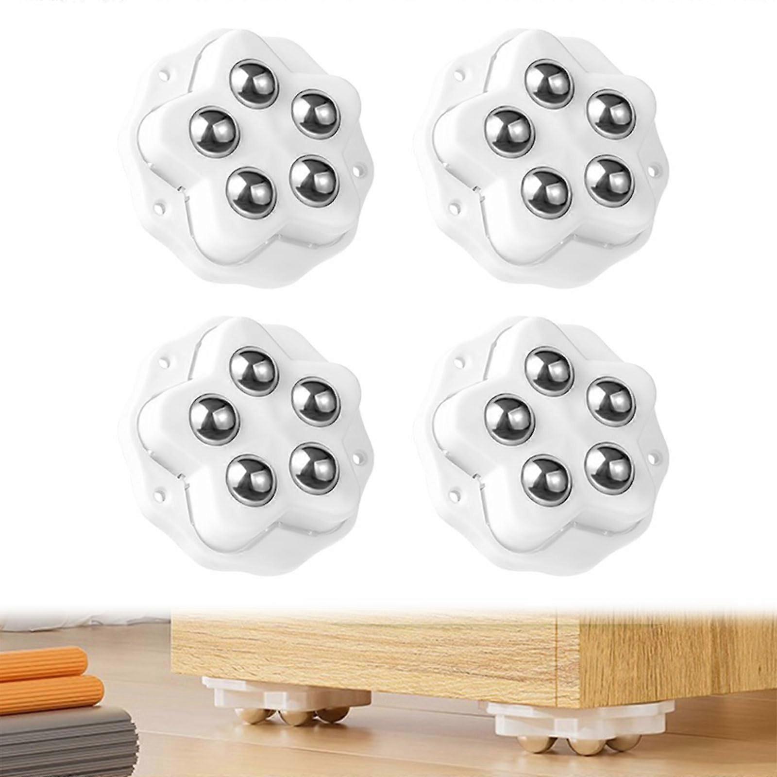 Ball Castors for Furniture, Small 360° Rotatable Self-Adhesive Castors, Fixed Table Wheels, Heavy-Duty Transport Castors Set