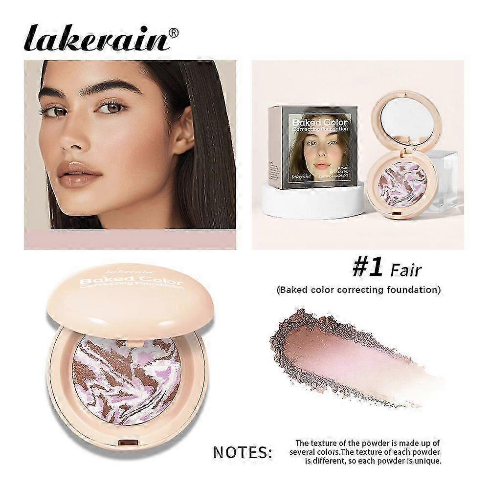 Baked Color Correcting Foundation  Lightweight Baked Foundation for Mature Skin, Neutralises Redness & Uneven Skin Tone, Natural Smooth Makeup