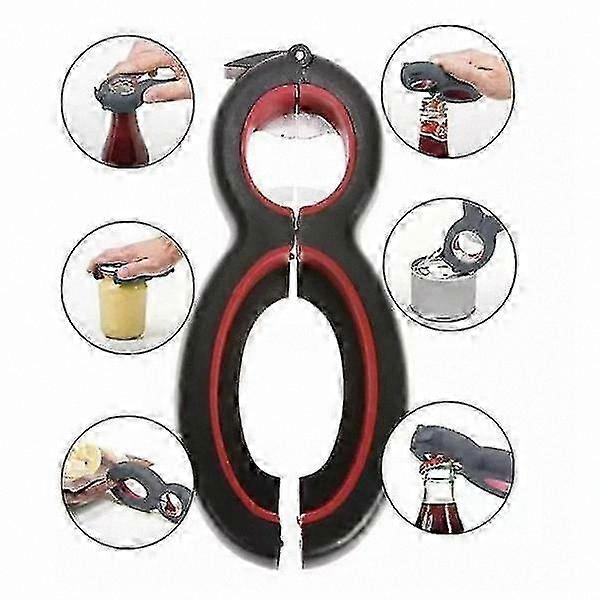 6-in-1 Can and Bottle Opener with Cap Remover for Kitchen Use