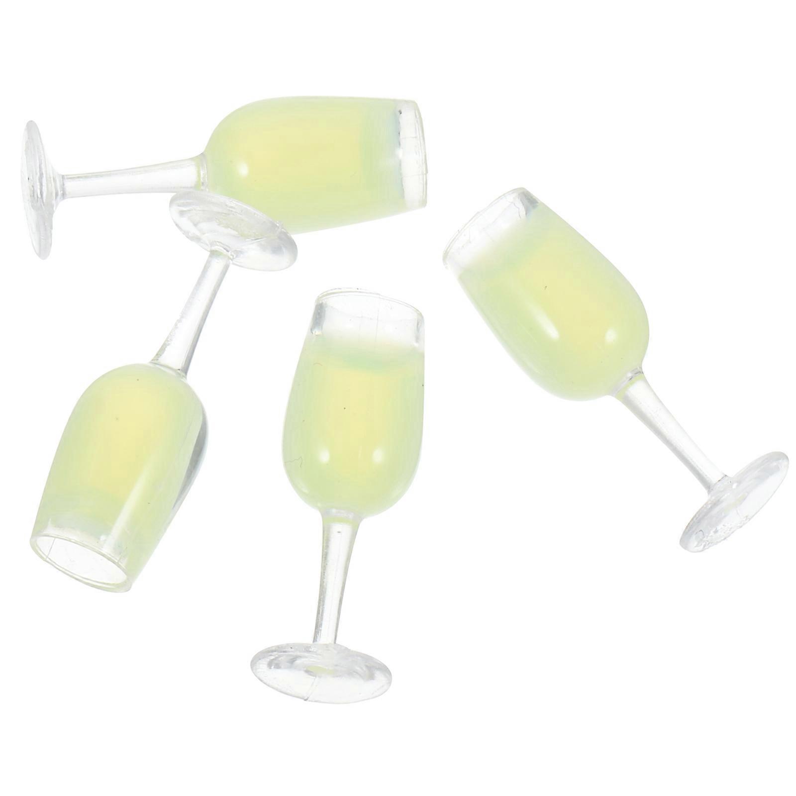 Drinking Cups Miniature Glasses Doll House Decor Green Resin Prop for Photography 4Pcs