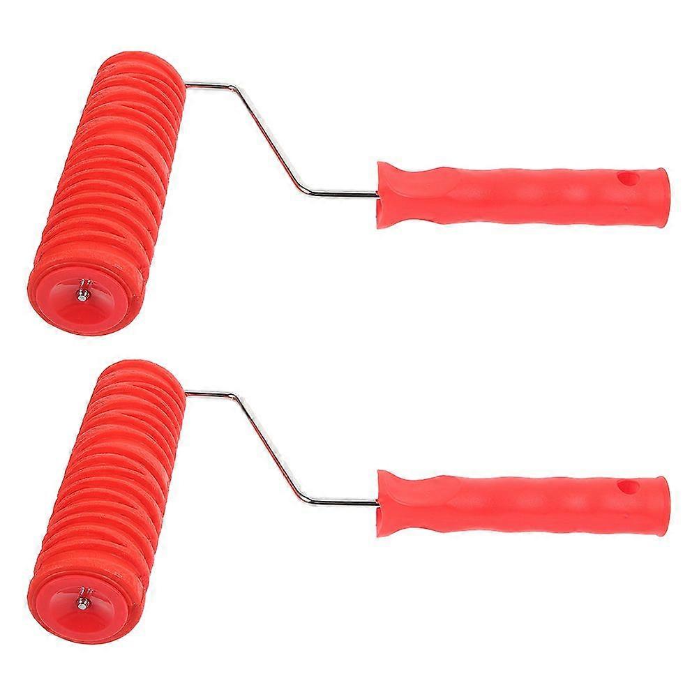 2pcs Textured Rubber Roller Drywall Texture Roller Patterned Paint Roller Paint Roller Wall Decor