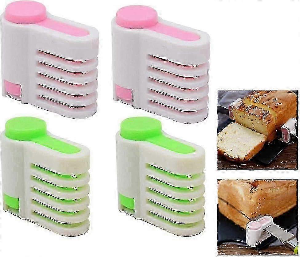 A 4 Pack of a DIY Cake Slicer and Cutter, a 5 Layer Cake Levele, an Adjustable Cutting Fixator and Guide Tools for DIY Cake Decorating
