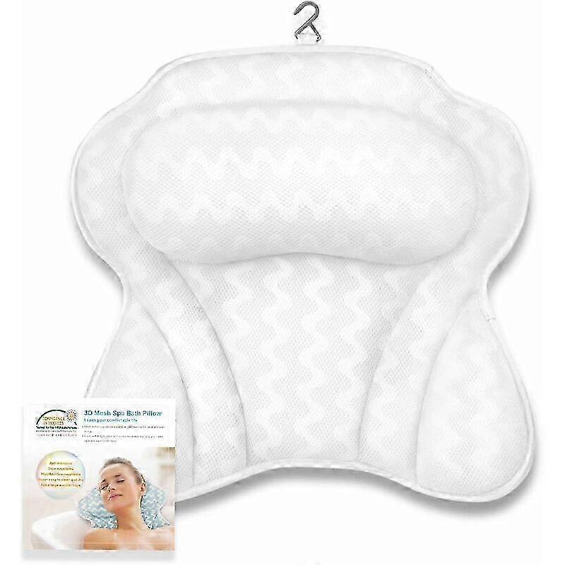 Bath Cushion with 4D Air Mesh Technology and 6 Suction Cups Head Support Function, Suitable for Bathtubs, Hot Tubs and Home Spas