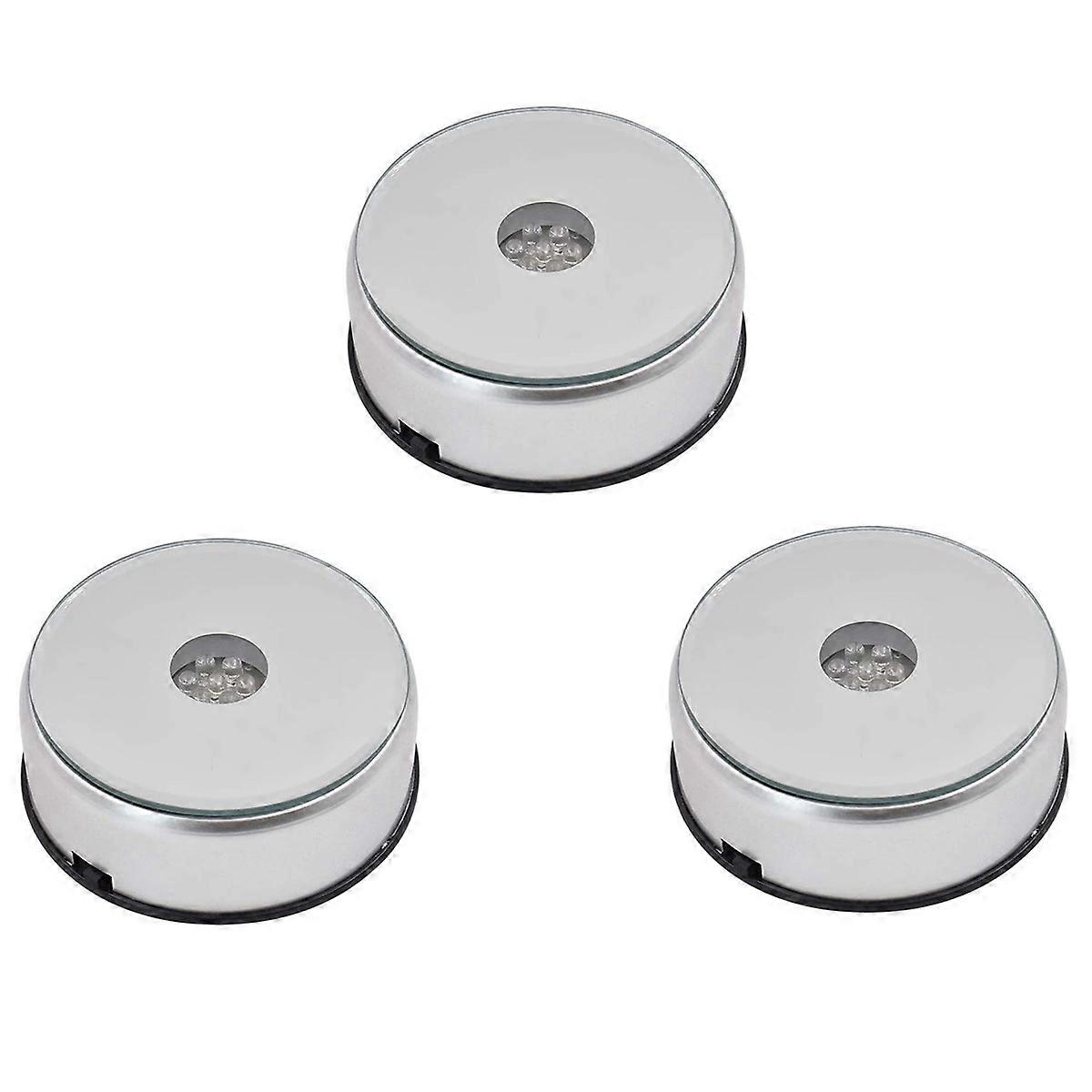 3X Display Turntable Base for Crystals Glass Art,LED Colored Rotating Crystal Display Base Stand wit