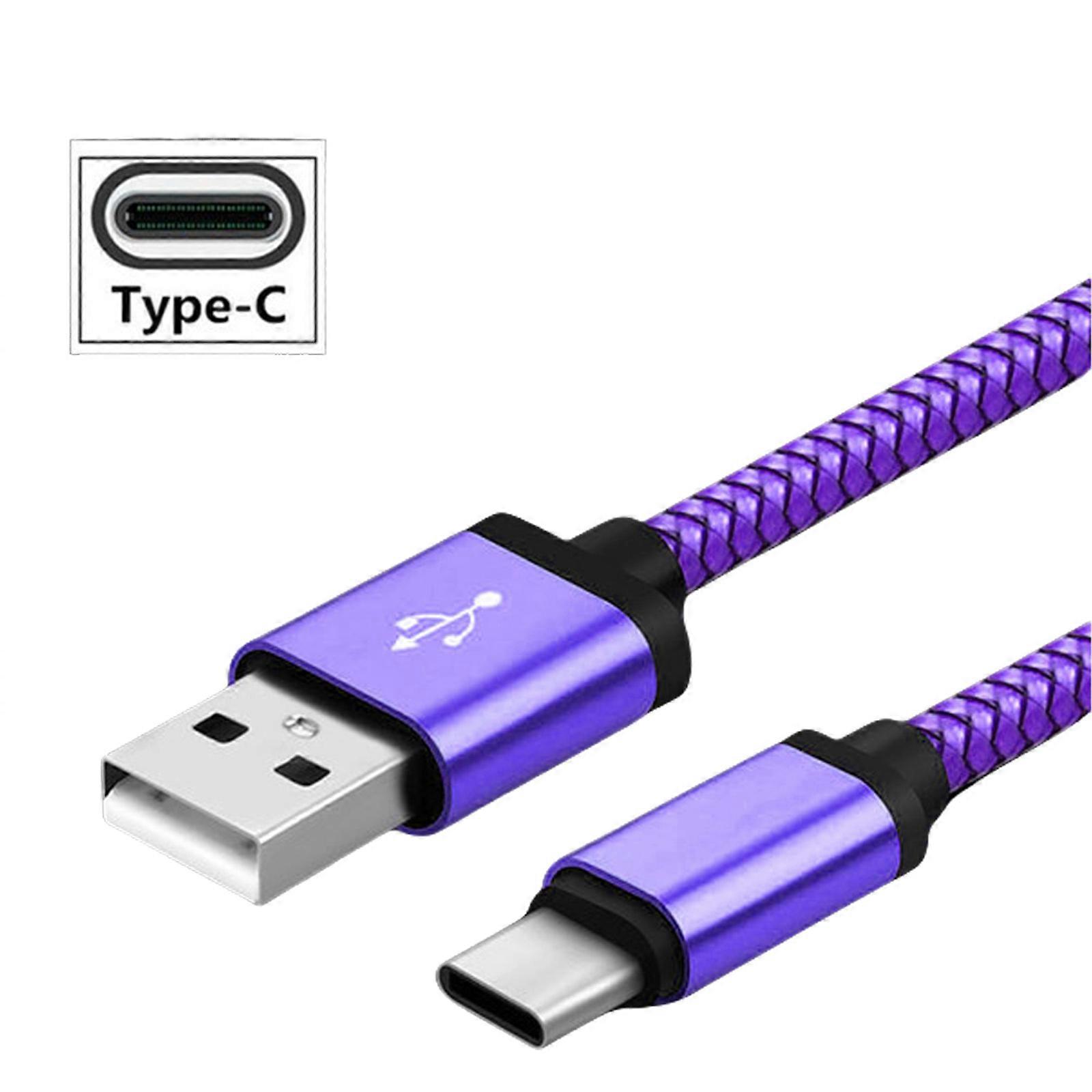 Soft Braided Nylon USB C Charging Cable Rapid Charge Compatibles Smartphones Tablets Earphones Power Adapters  Purple