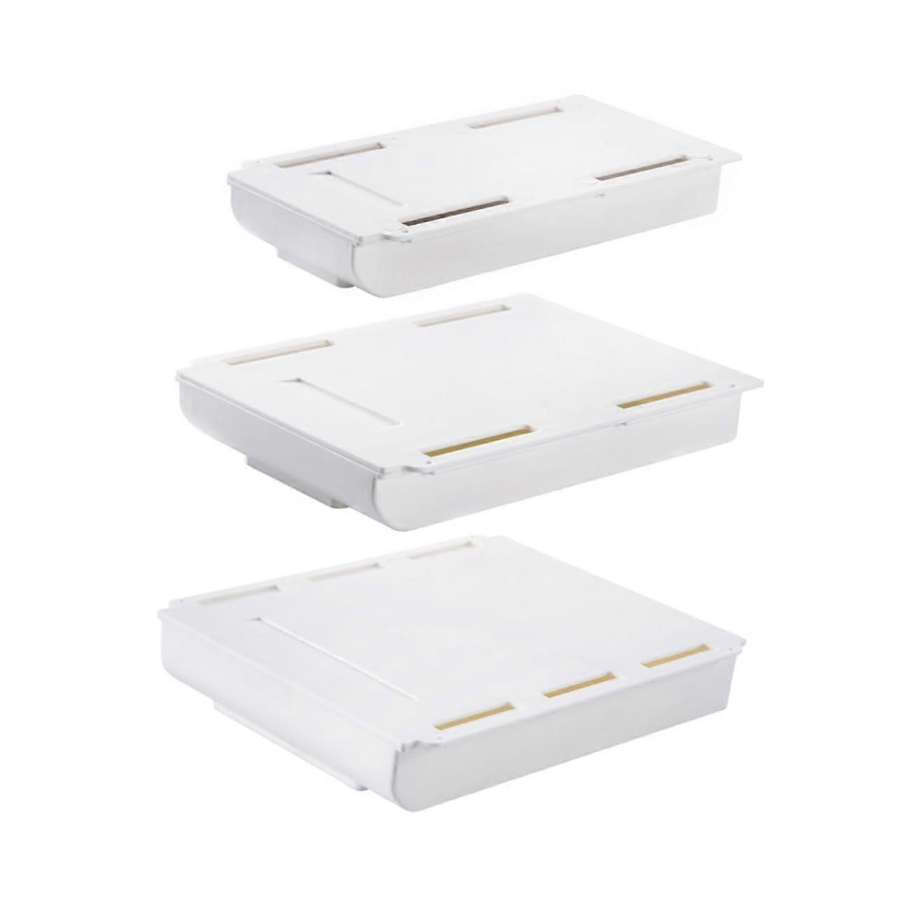 3pcs under Desk Stationery Box Hidden Desktop Drawer Selfadhesive under Table Storage Organizer Desk Accessory Pen Holder