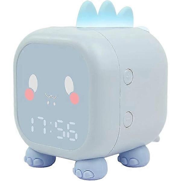 Cute Children's Alarm Clock, Multifunctional Adjustable Night Light Countdown Repeat Control Rechargeable, Children's Gift (Blue)