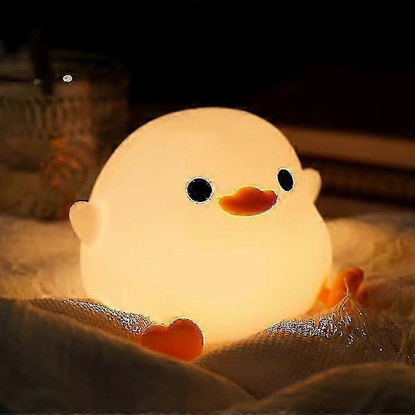 Dodo Duck night light, cute duck lamp, silicone dimmable nursery night light, rechargeable LED bedside lamp with 20-minute timer & touch control Cs fa
