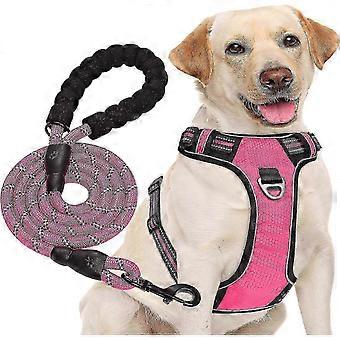 No-Pull Dog Harness with Reflective Oxford Material (Pink, Medium)