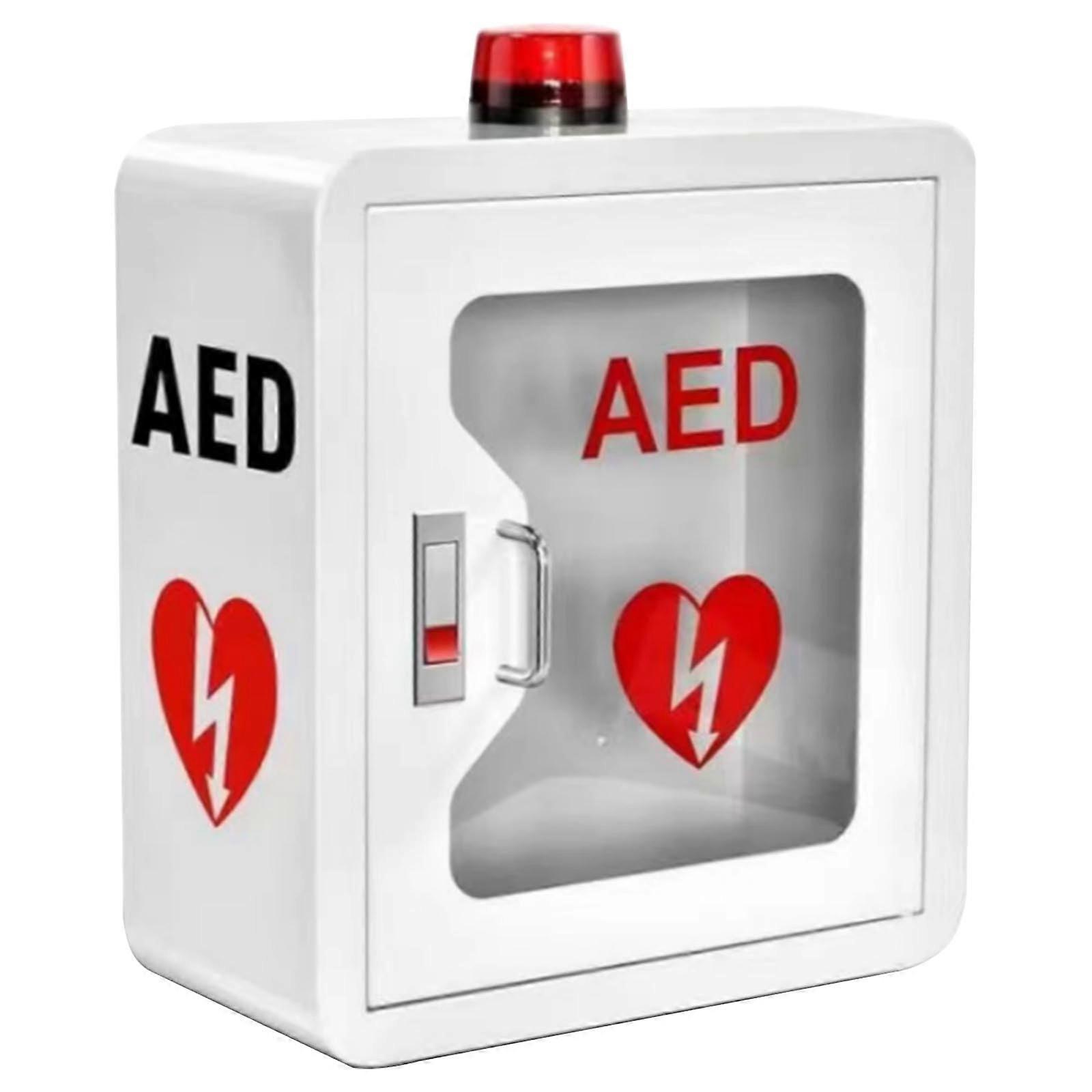AED Defibrillator Storage Cabinet Wall Mounted With Alarm System, Steel Enclosure, PVC Window, Fits Brands, Model B