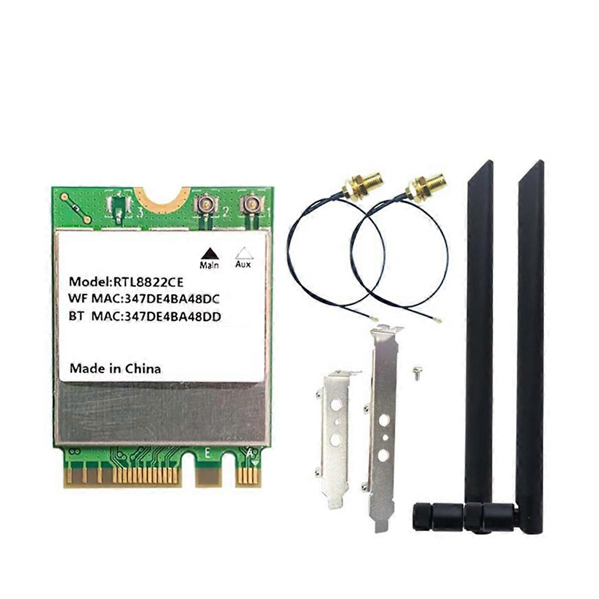RTL8822CE WiFi Card 1200Mbps Dual Band 2.4G/5G M.2 Interface Bluetooth 5.1 with 8DBI Antennas for 11/10