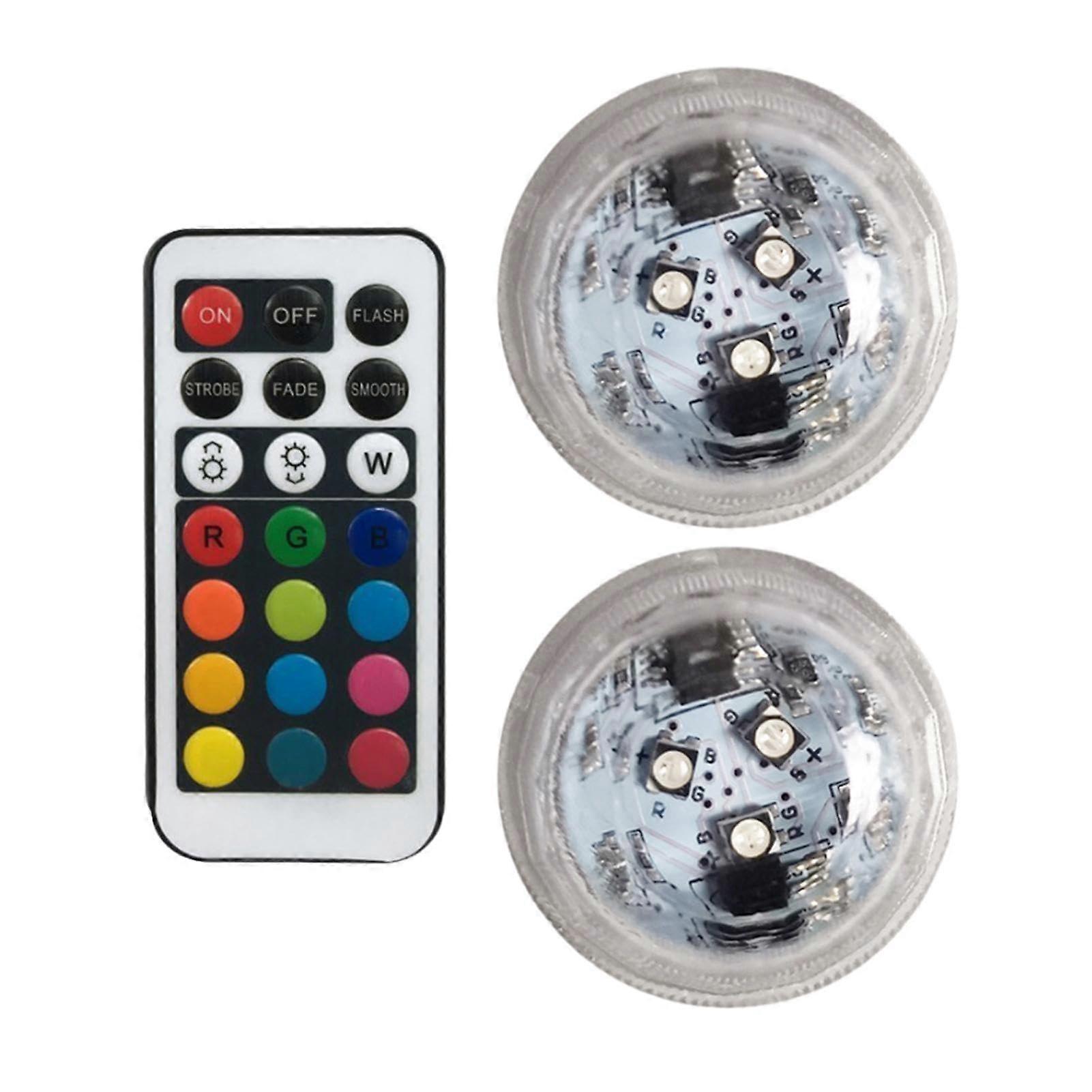 LED Bath Lights IP68 Waterproof Hot Tub Pool Color Changing Battery Powered Underwater Lights With Remote Spa 2 Lights