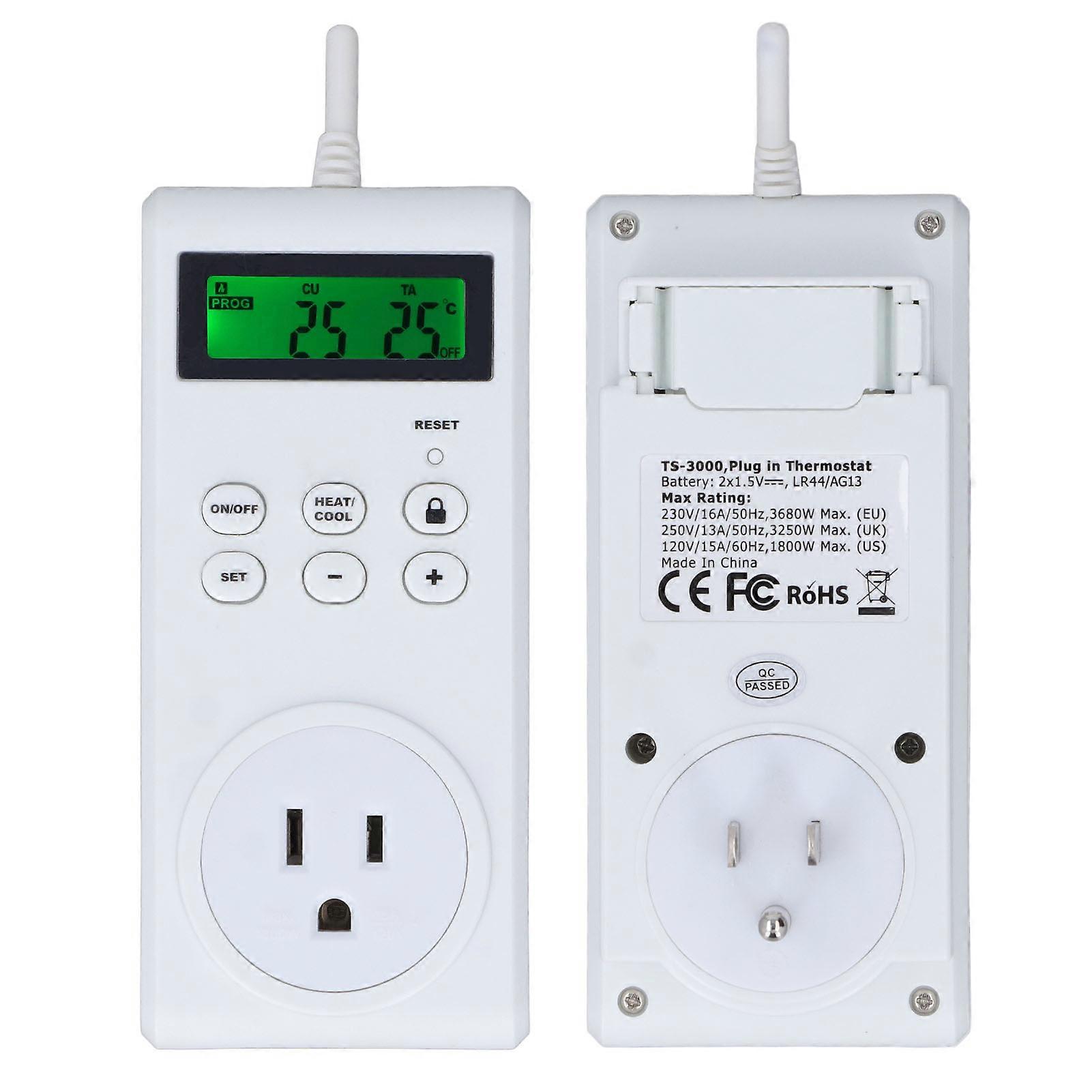 Thermostat Outlet Wireless Programmable Automatic Temperature Controller Socket Switch US Plug 120V 