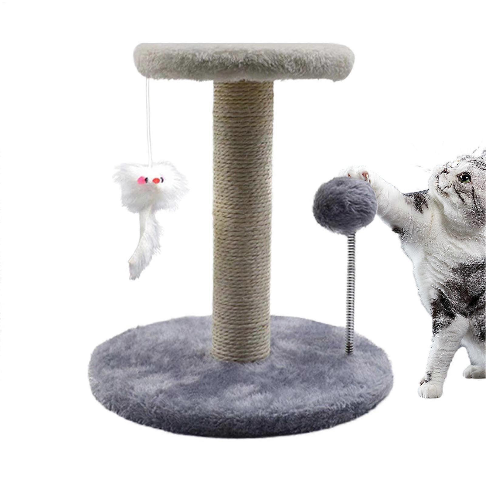 Cat Tree With Scratching Post Tilt Protection Cat Tower For Big Cats Gray Suitable For Kittens And Cats