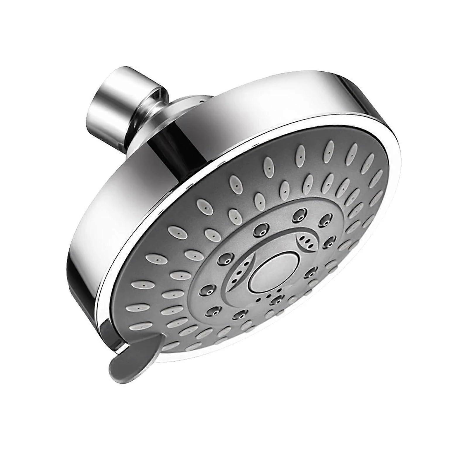 Bathroom Shower Head Pressure 5Setting Adjustable AntiClog Nozzles Wall Or Overhead Bracket Silver