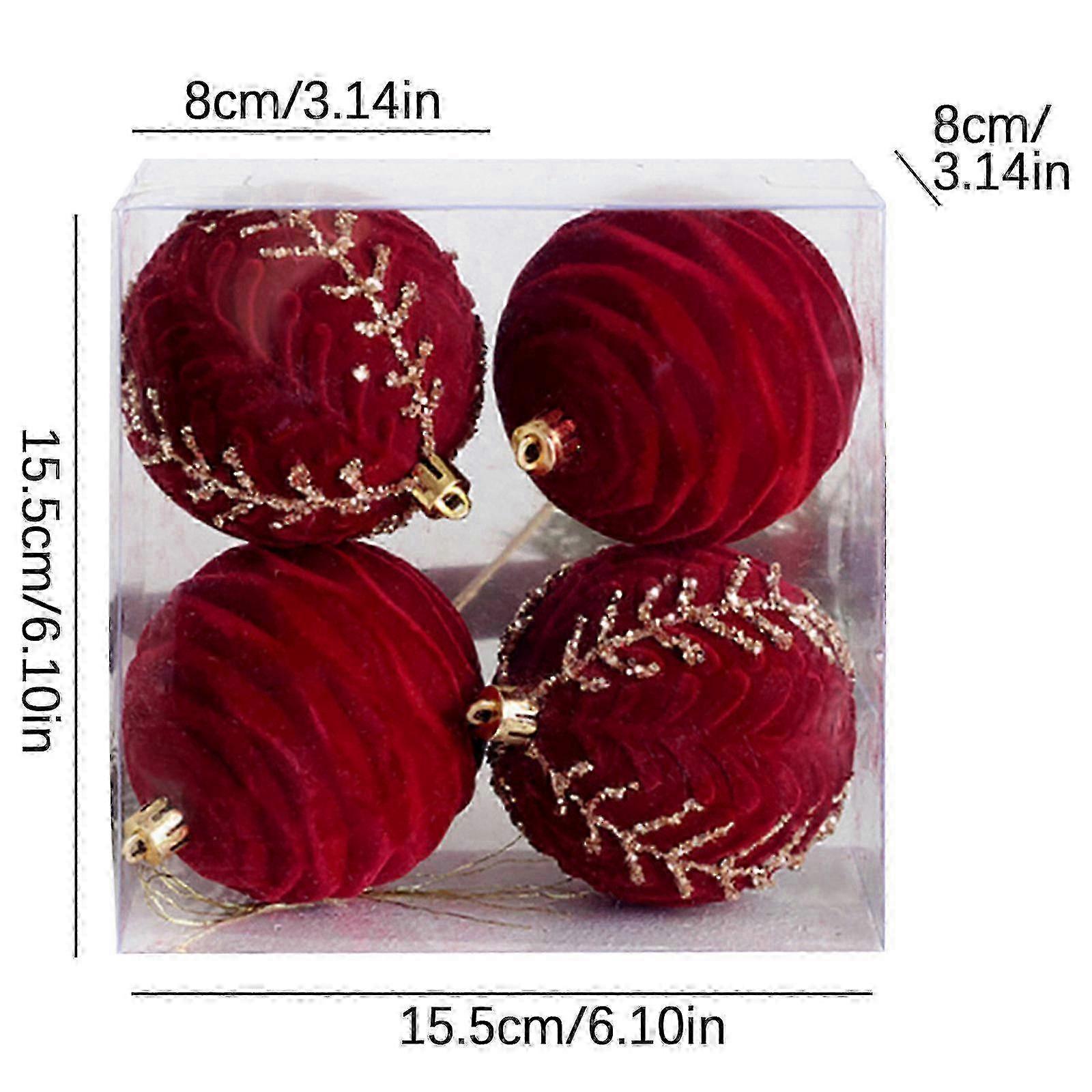 Christmas Tree Balls with Flocking and Dark Red Pearl Decoration for Festive Scene Layout