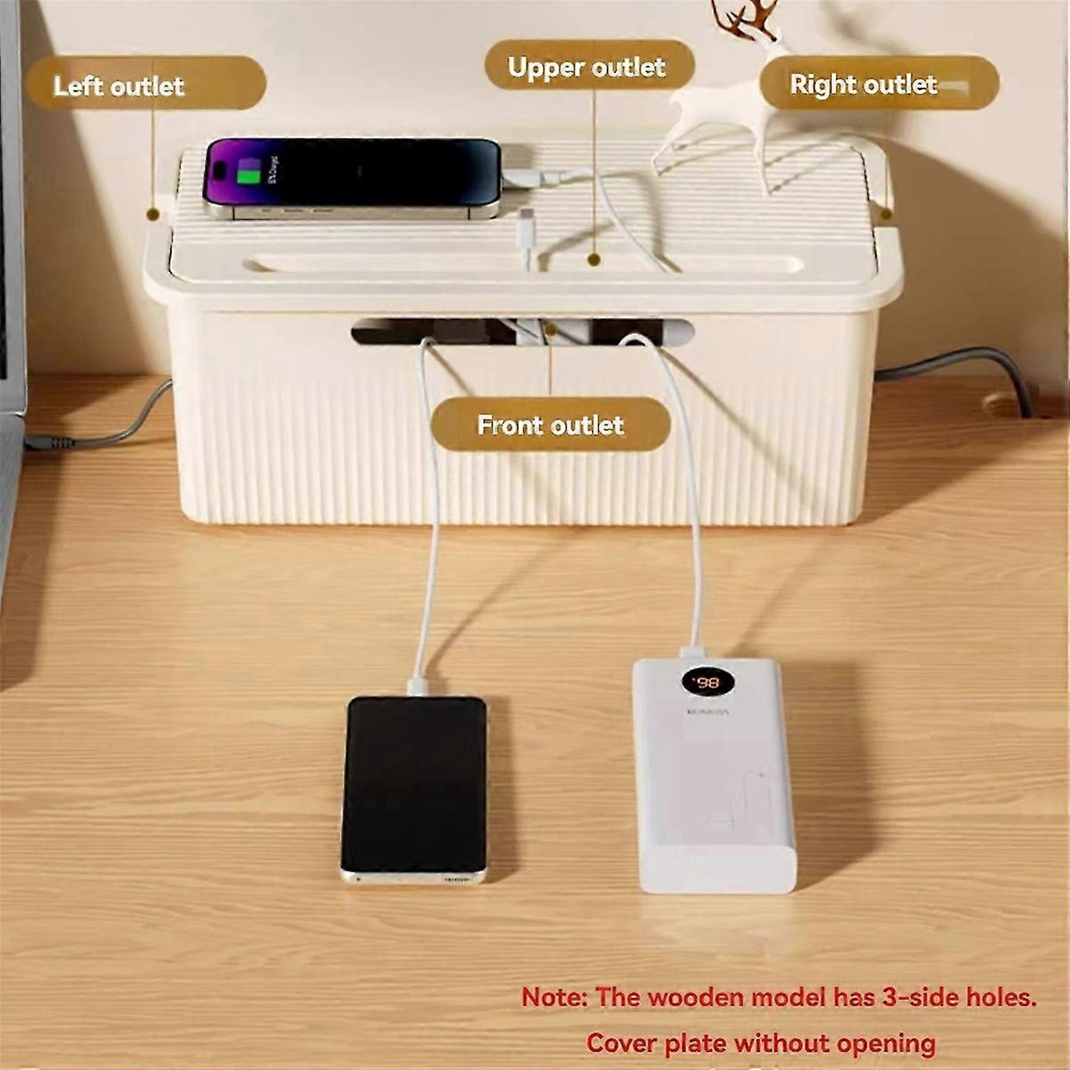 Cable Management Box with Lid to Hide Wires& Power Strips Desk Computer Cable Organizer Box B 32x15x12.5cm