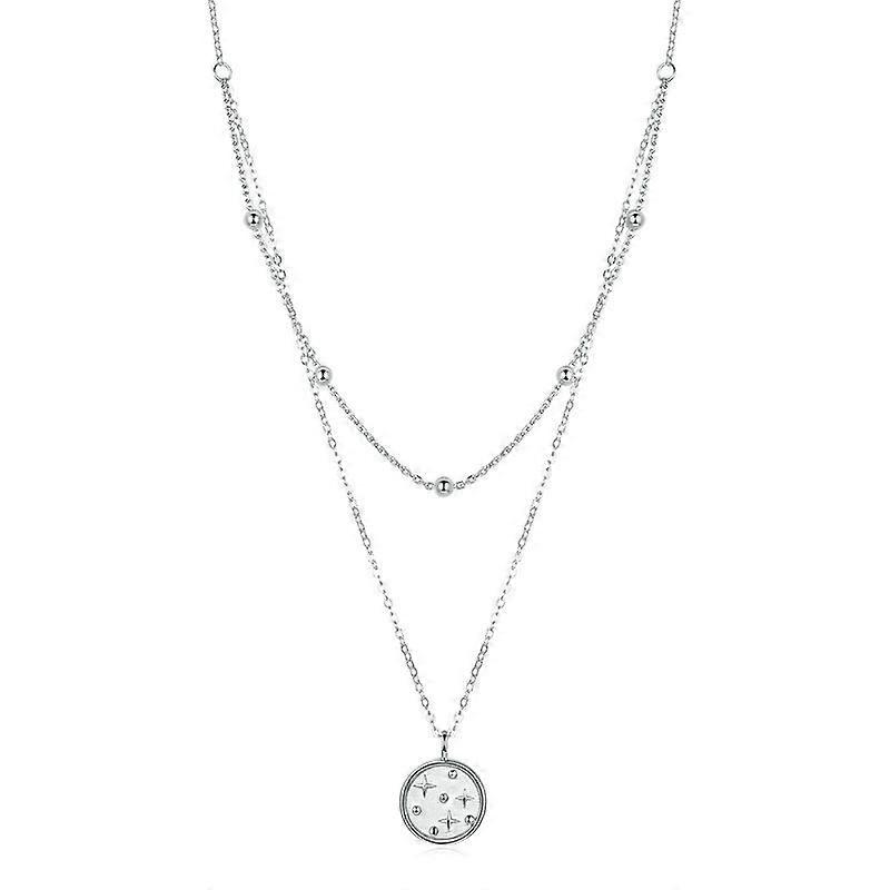 Double Layer Small Star Light Silver Necklace SCN365