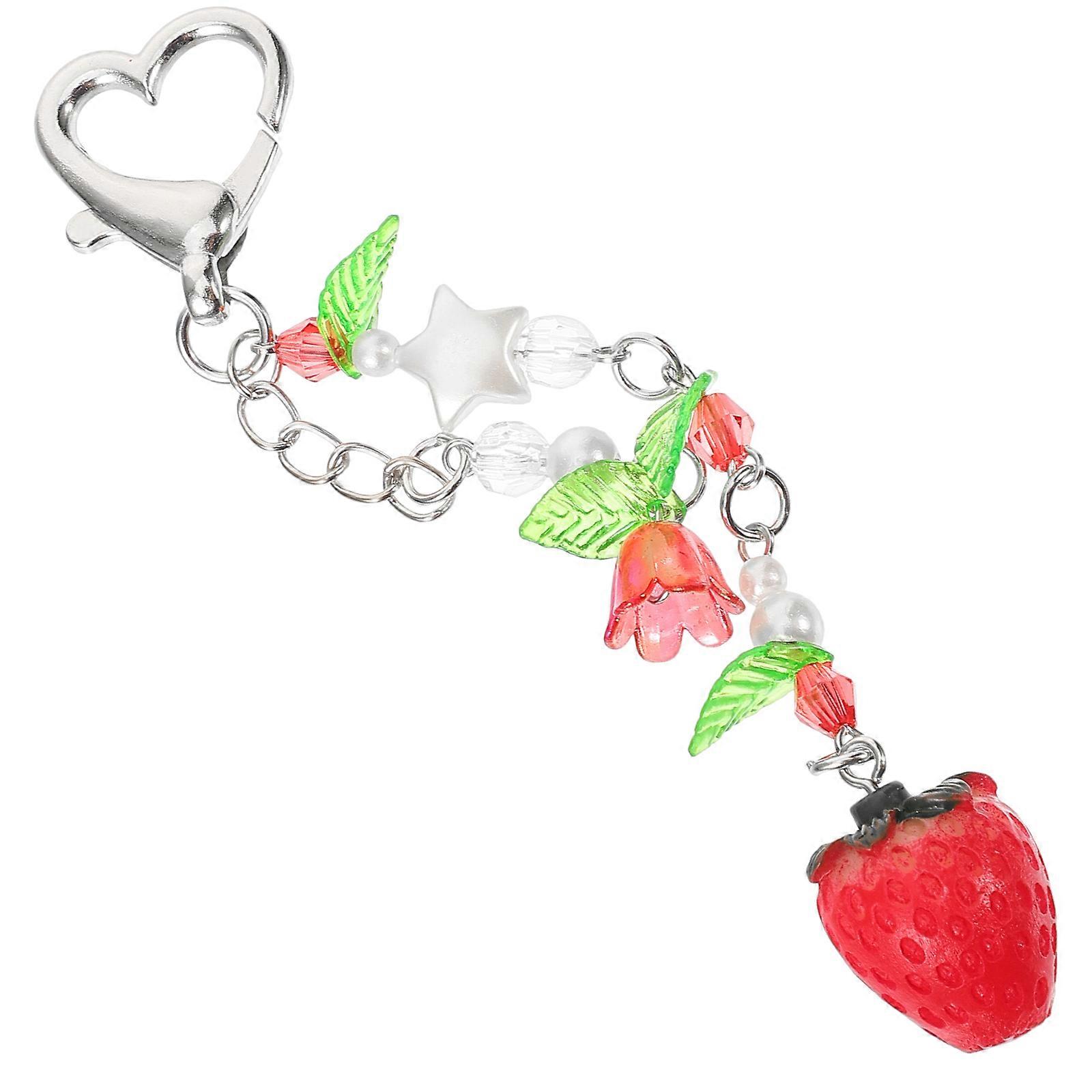 Strawberry Keychain Beads Chain for Hanging Decoration 3Pcs Cute Pendant