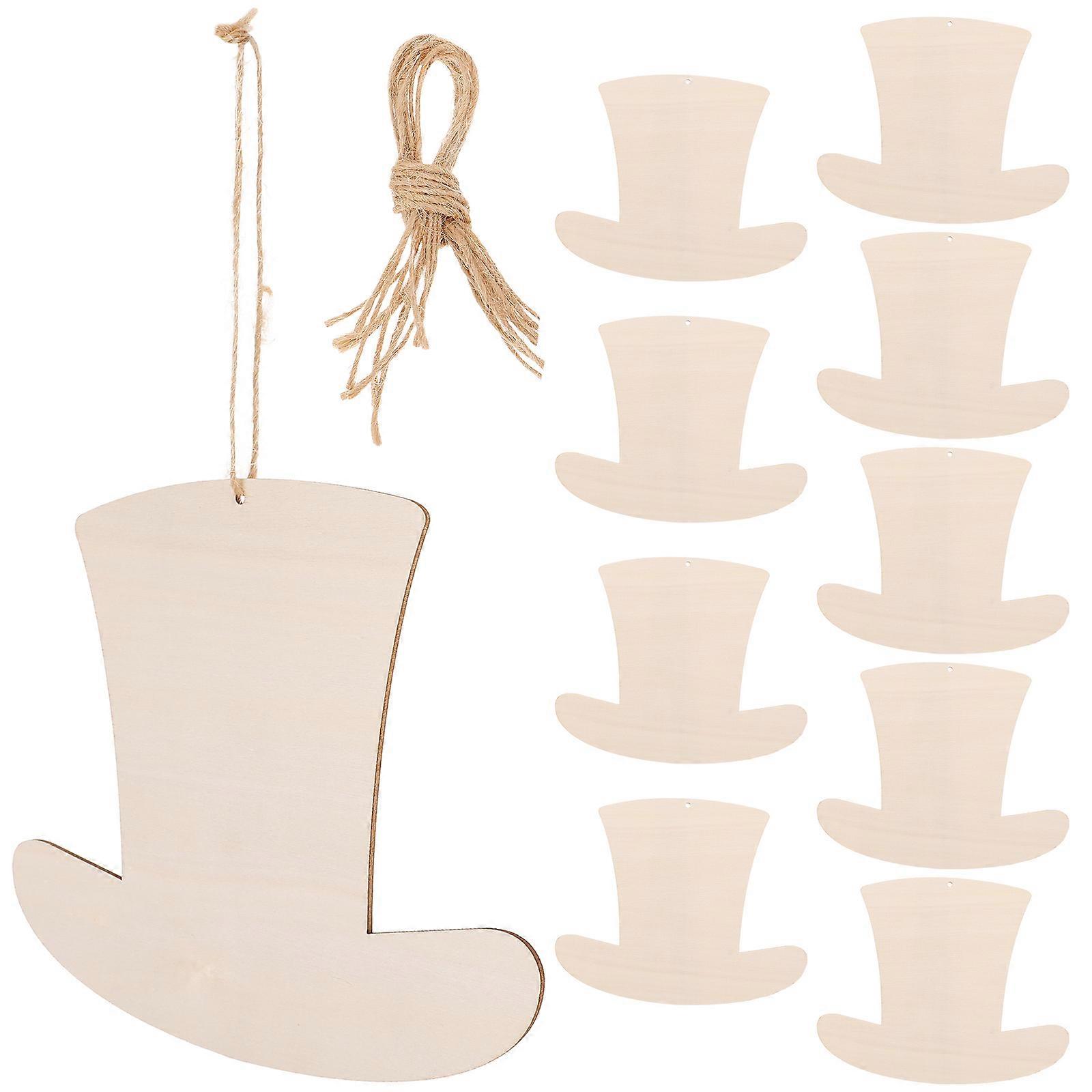 Beige Wooden Hat Embellishments for DIY Craft Projects 10Pcs Set