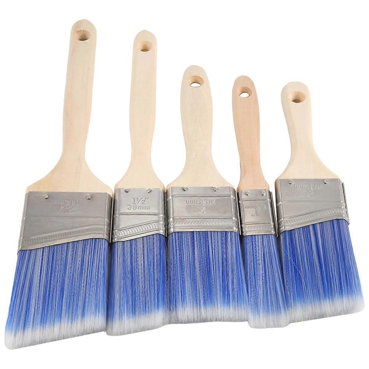 5 Pack Flat and Angle Brushes in Assorted Sizes, Paint Brushes