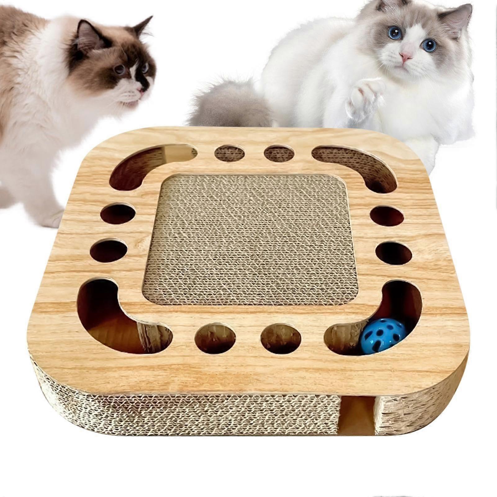 Cat Scratcher Mat Interactive Corrugated Toy With 2 Bell Balls Durable Indoor Cats Claw Grinding Nap At Home