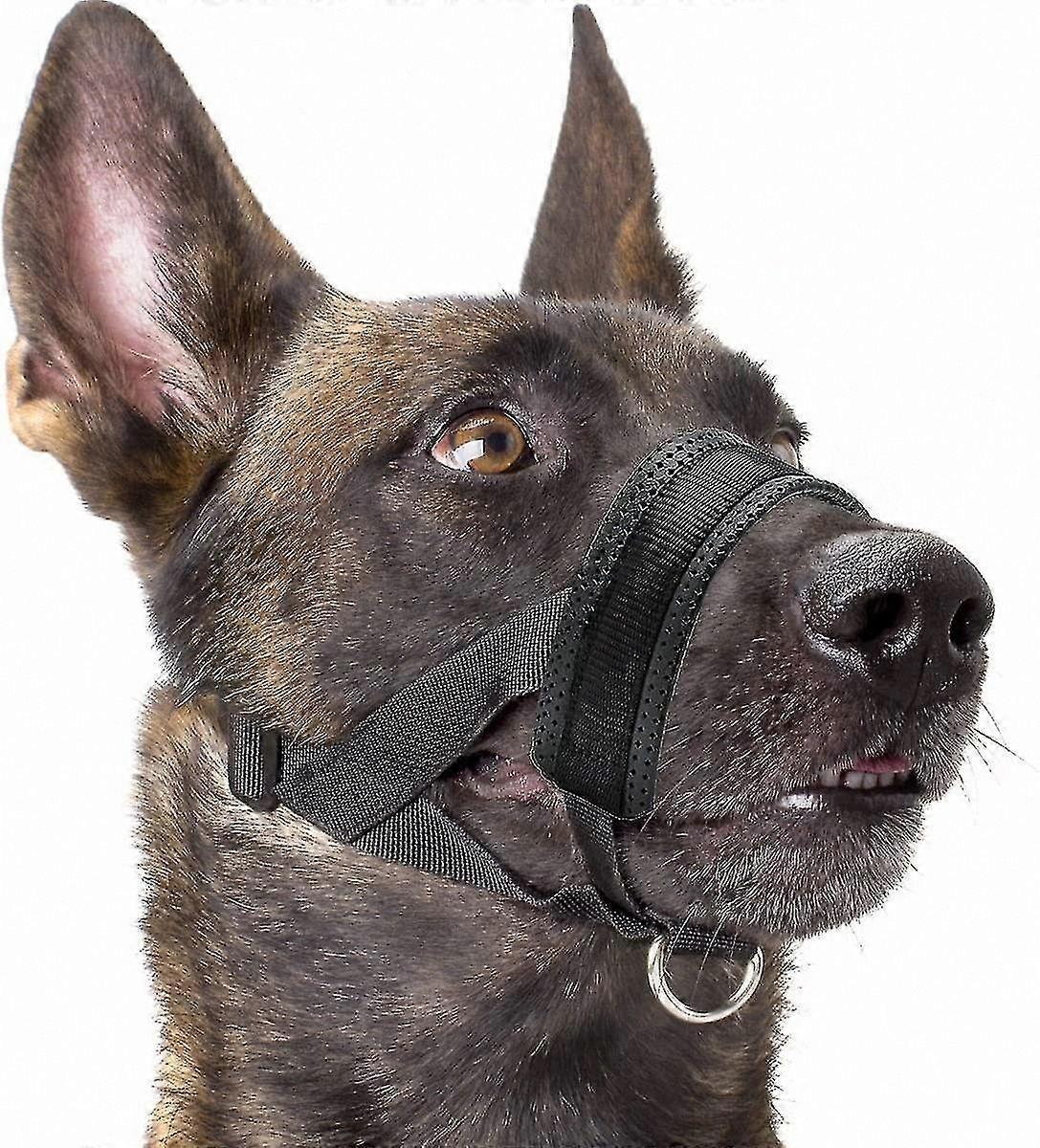 Soft Nylon Dog Muzzle, Anti-Bite Chew Bark, Adjustable Fit, XL Size, Black Color