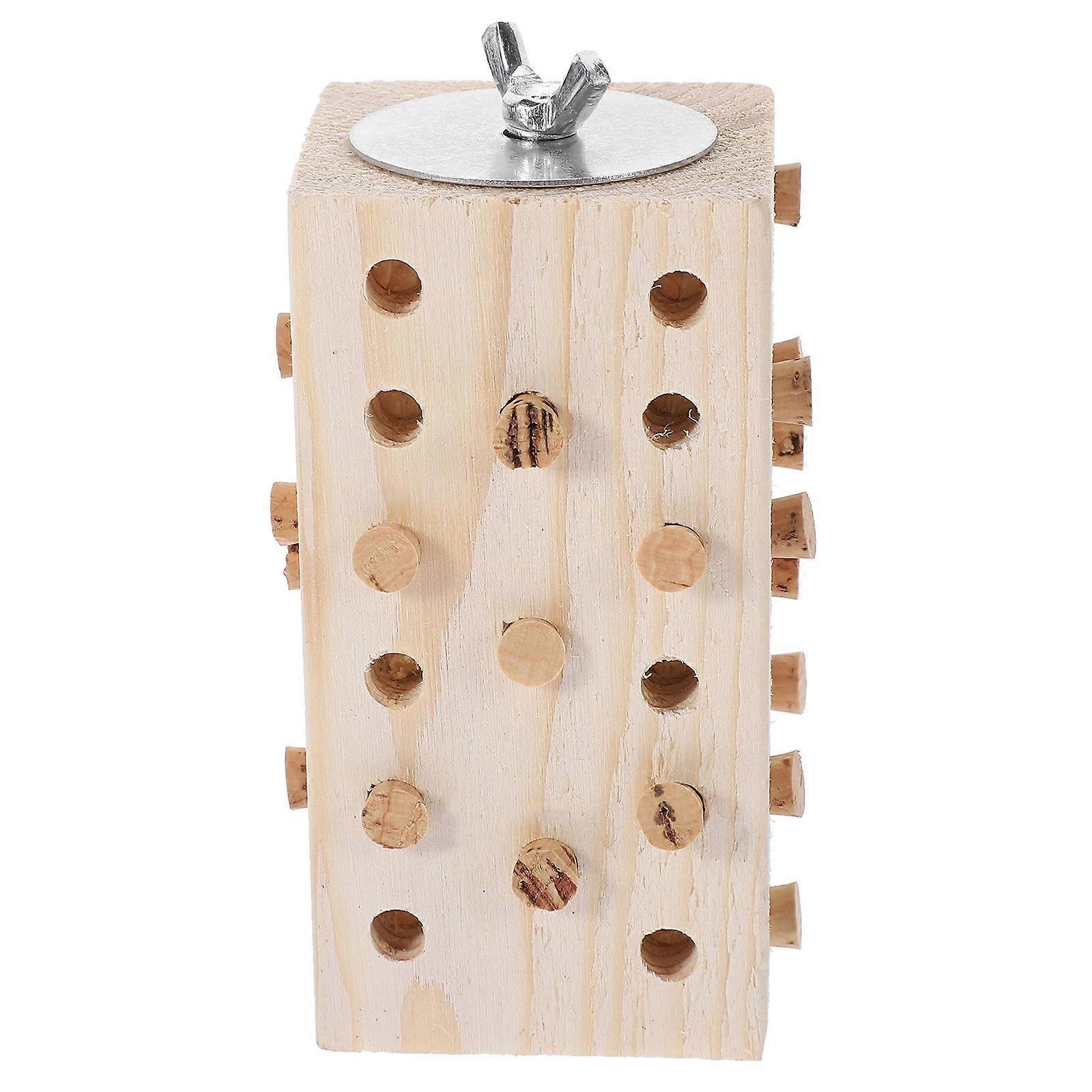 Wooden Block Bird Chewing Toy Parrot Foraging Training 3Pcs Bundle