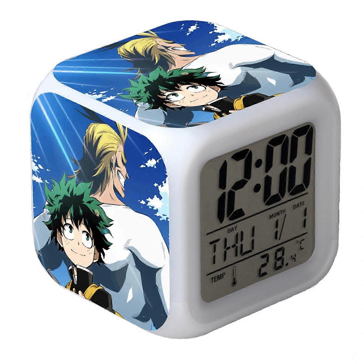 LED Alarm Clock with My Hero Academia Pattern, Glowing Digital Desk Clock Compatible with HTNL#380, Creative Gift for Kids & Adults