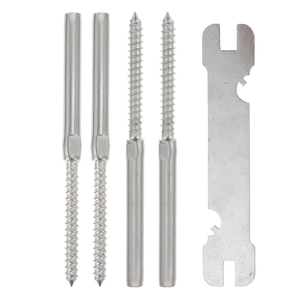 Deck Railing Kit Stainless Steel Wire Rope Lag Screws 4Pcs