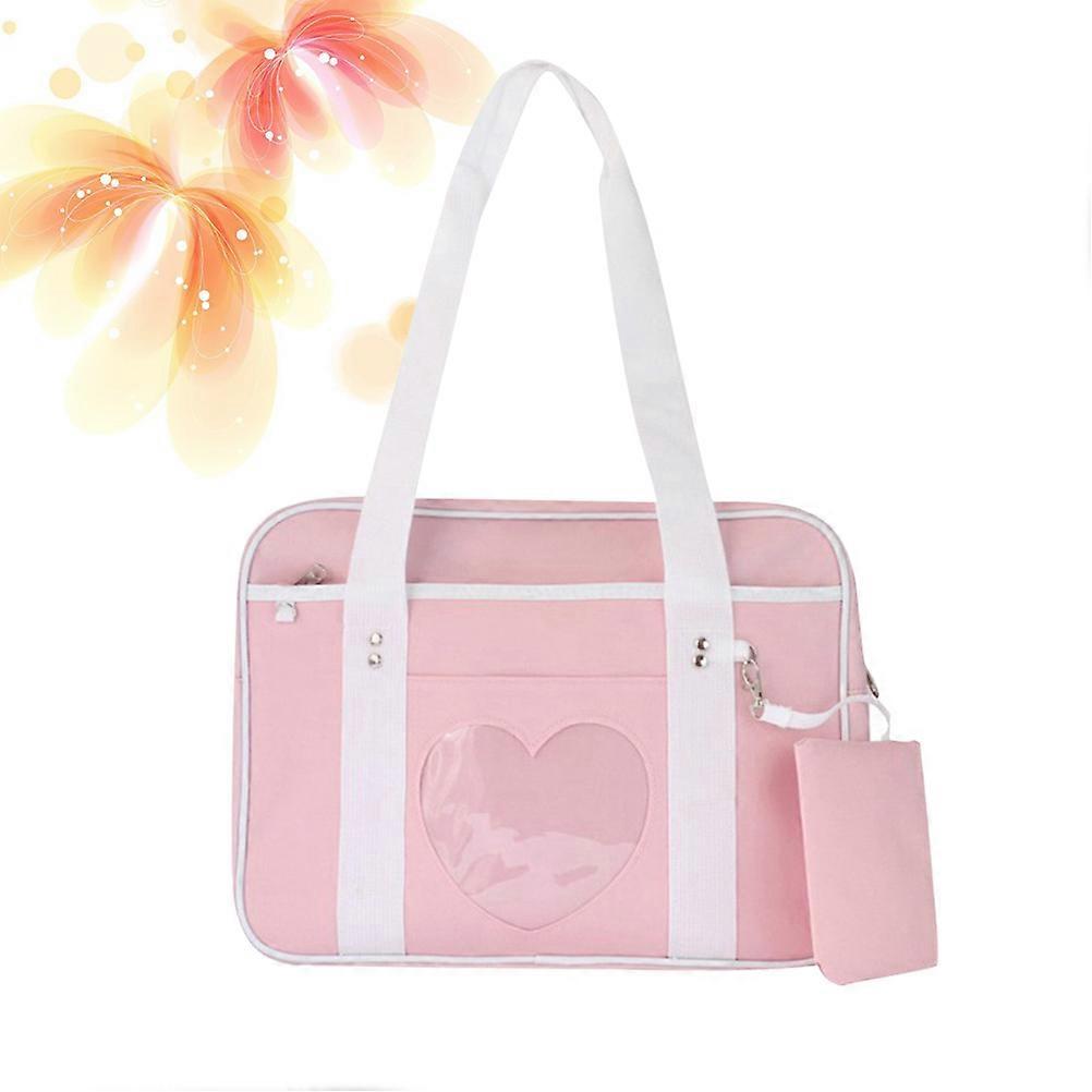 Durable School Tote Bag In Pink With Metal Zipper For Students Sized 36.00X26.50X13.50CM Ideal For Schooling 1Pack
