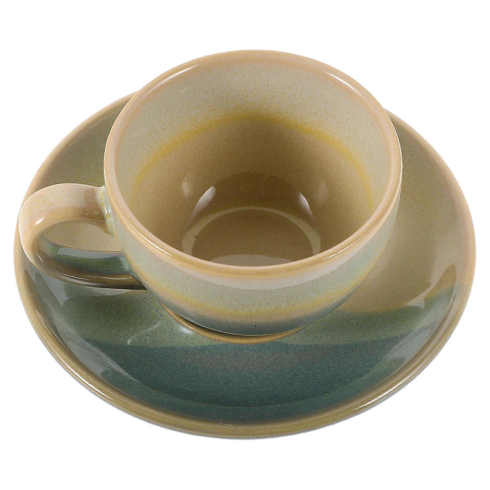 Vintage Ceramic Coffee Cup Set With Saucer For Office Afternoon Tea Elegant Design 5 Sets Of 90ml Mugs