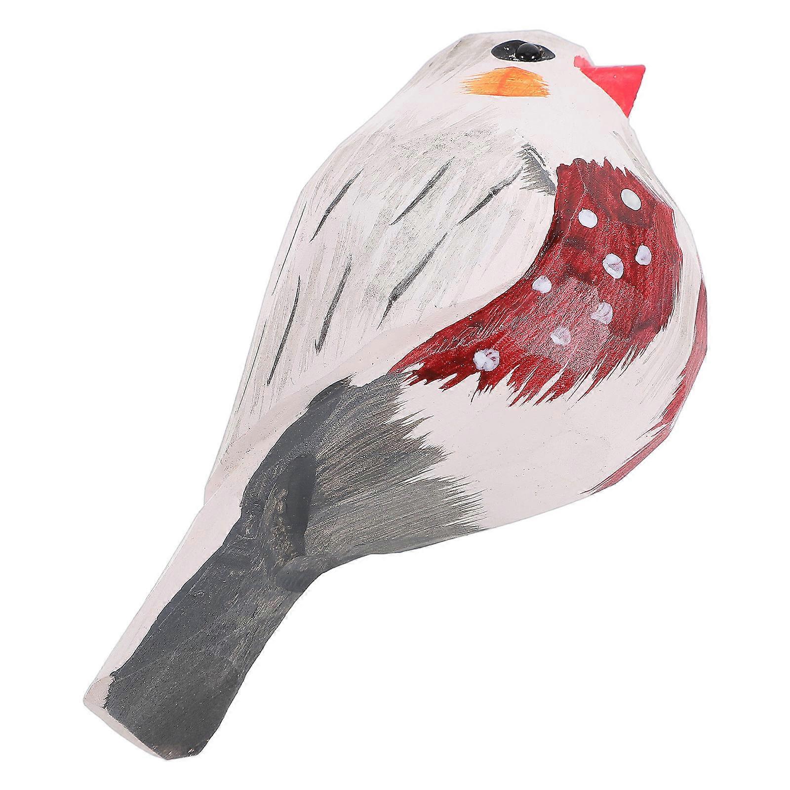 Chubby Wood Carving Bird Model Suitable For Office Decor Multi Color Retro Style 3Pcs