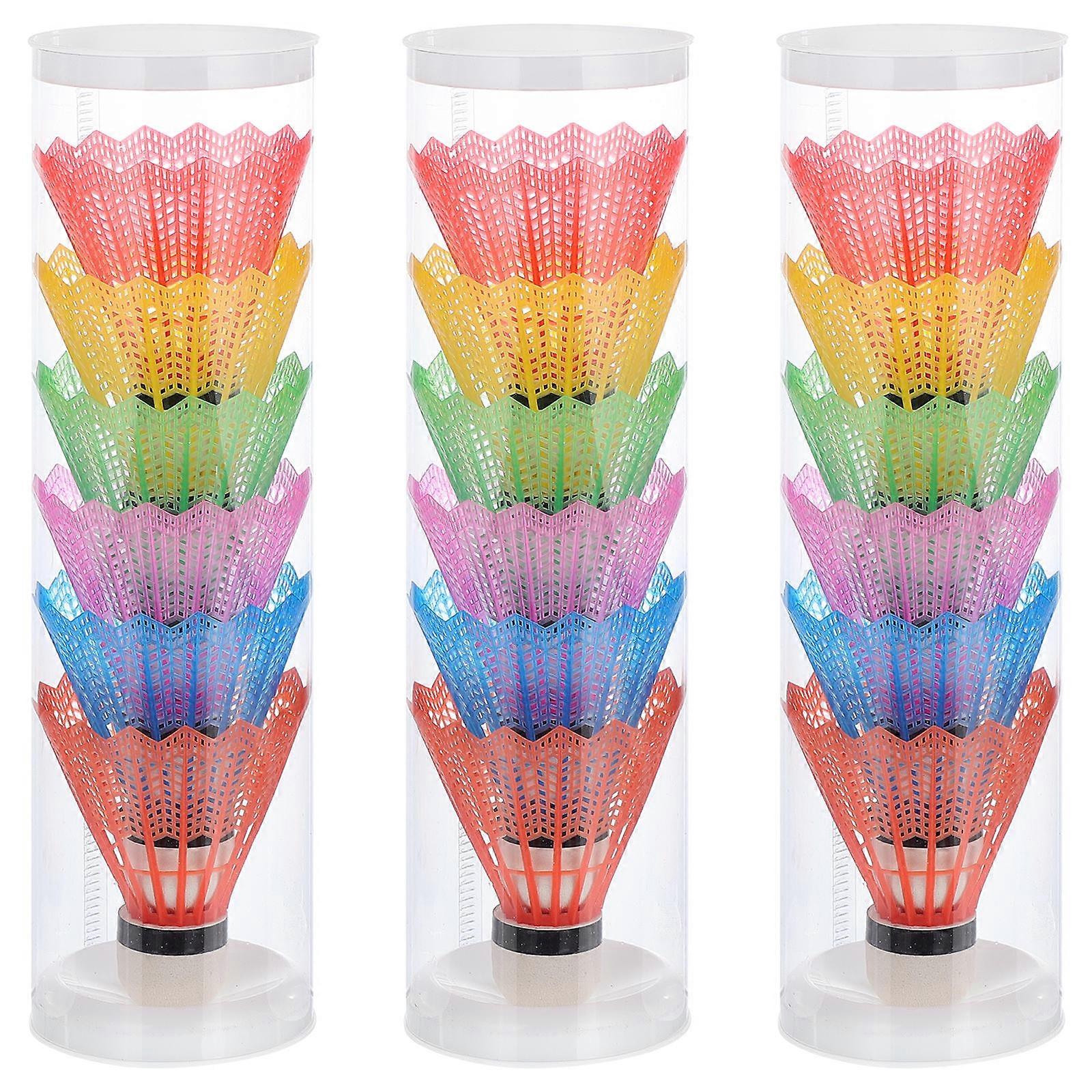 Badminton Plastic Shuttlecocks for Training 18Pcs Practical Set in Assorted Color