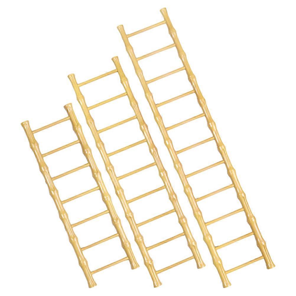 Wooden Ladder Ornament for Playing with 9Pcs Decorative Craft Model
