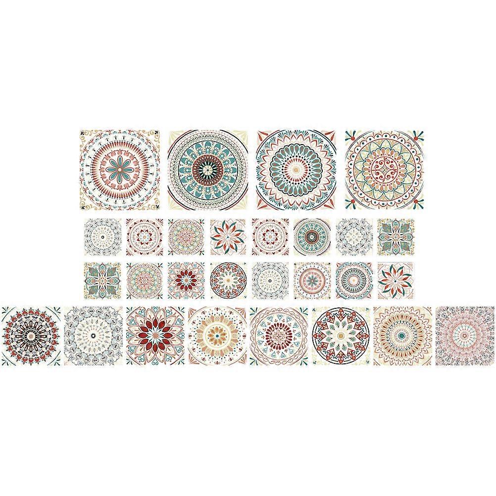 Bathroom Decorative Wall Stickers 56 Pcs DIY Tile Decals Waterproof Multi Color Unique Pattern Home Decoration