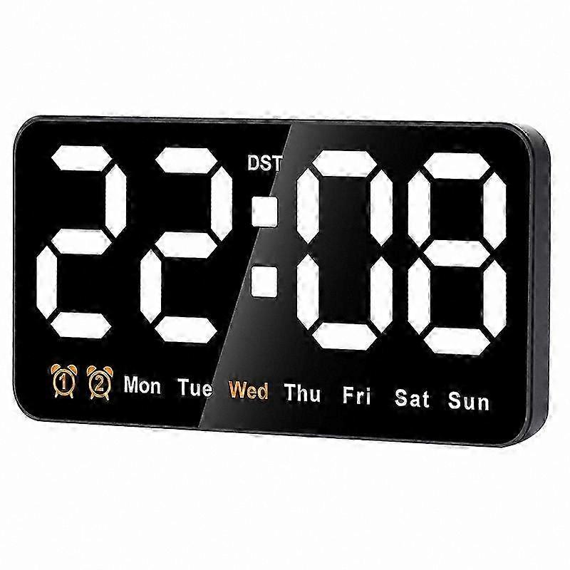 White 9-Inch LED Wall Clock, Digital Display for Home or Office