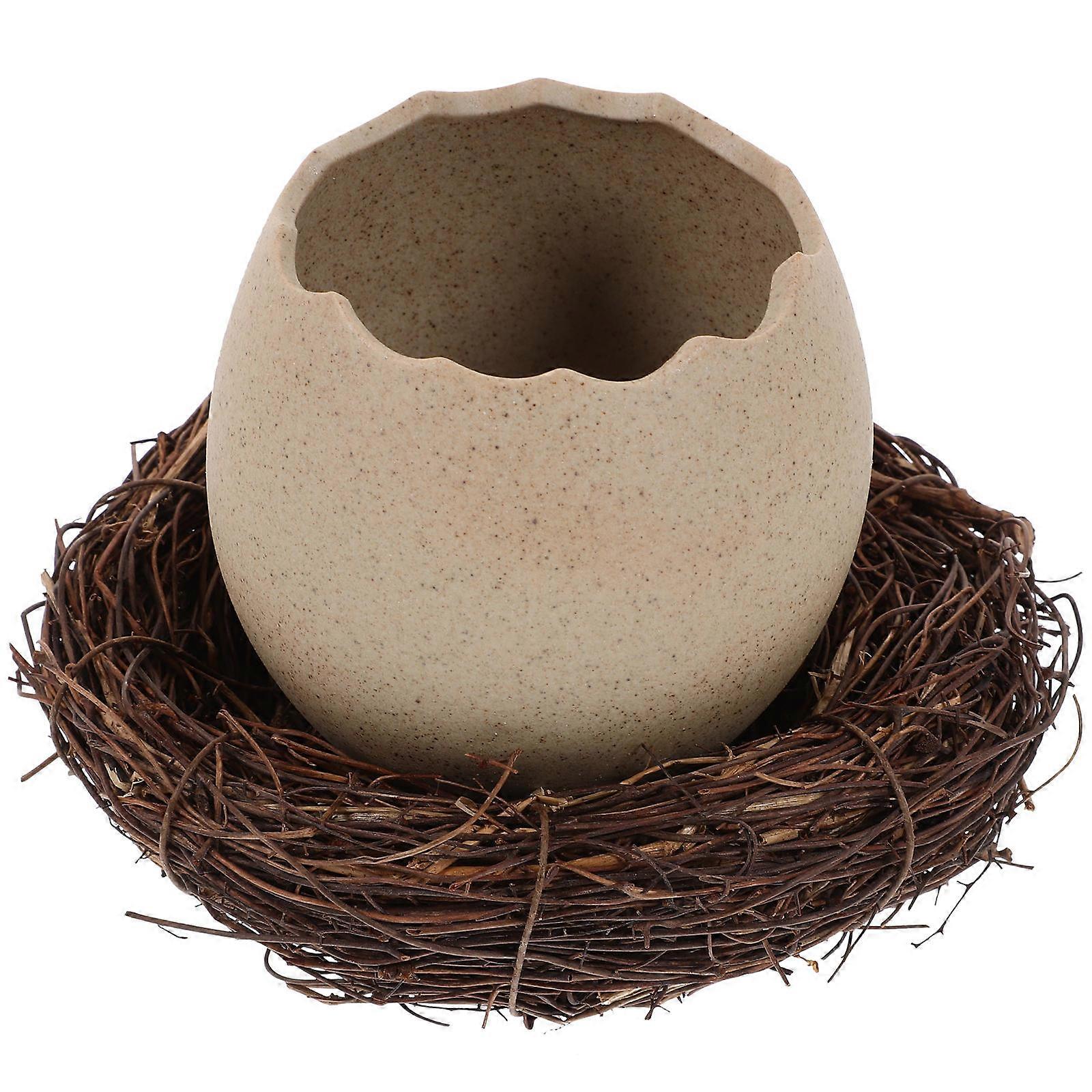 Food Storage Ceramic Bowl with Eggshell Shape 2Sets Bird Nest Style