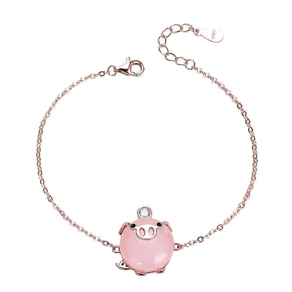 Stylish Pink Pig Chain Bracelet Jewelry for Girls Women Party Daily Wear 1Pack