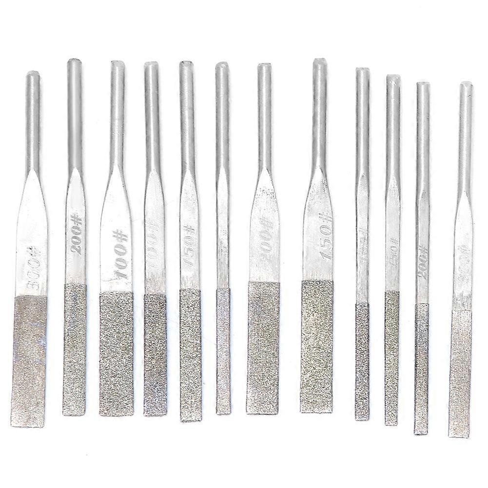 12pcs 3mm Shank Taper Machine Diamond Files for Reciprocating Grinding