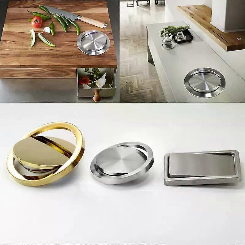 Stainless Steel Flap Flush Recessed Built-in Balance Swing Flap Lid Cover Trash Bin Garbage Can Kitchen Counter Top
