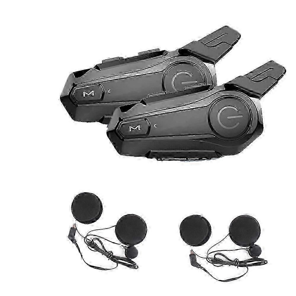 Exquisite 2Pcs Bluetooth Intercom Motorcycle Full Helmet Bluetooth Headset compatible with 2 Rider Intercomunicador Wirel