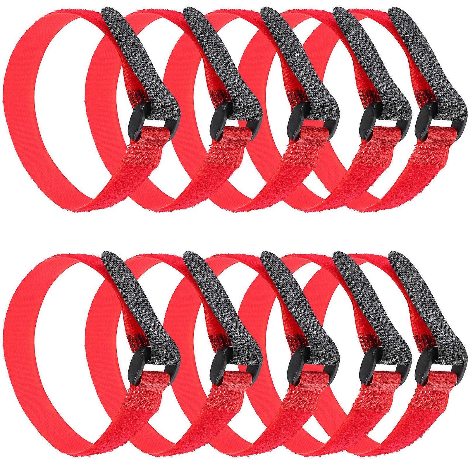Elastic Hook And Loop Straps 100 Pcs For Yoga Mats And Luggage Tying Storage Adjustable Red