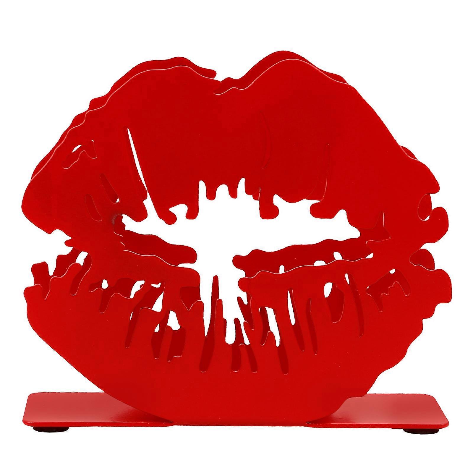 Red Napkin Holder Metal Dispenser for 5Pcs Dining Table Use