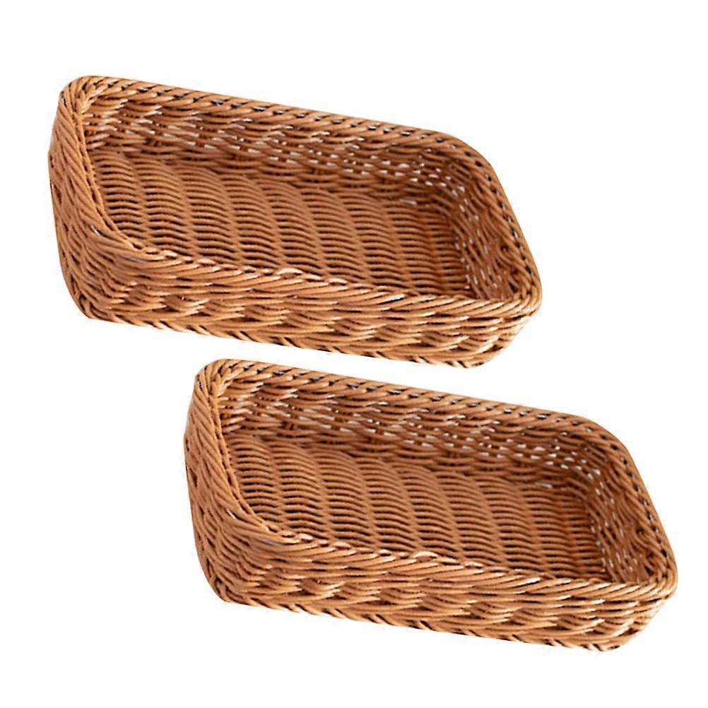Woven Cutlery Basket Rectangular Utensil Holder for 2Pcs Kitchen Storage