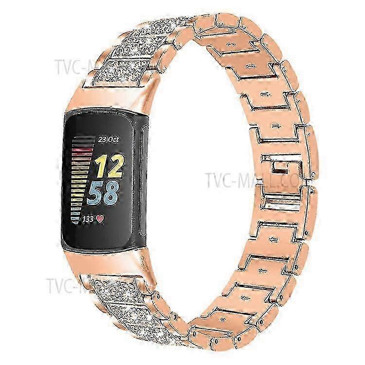 Elegant Rhinestone Watch Band for Fitbit Charge 6/5 - Replacement Strap