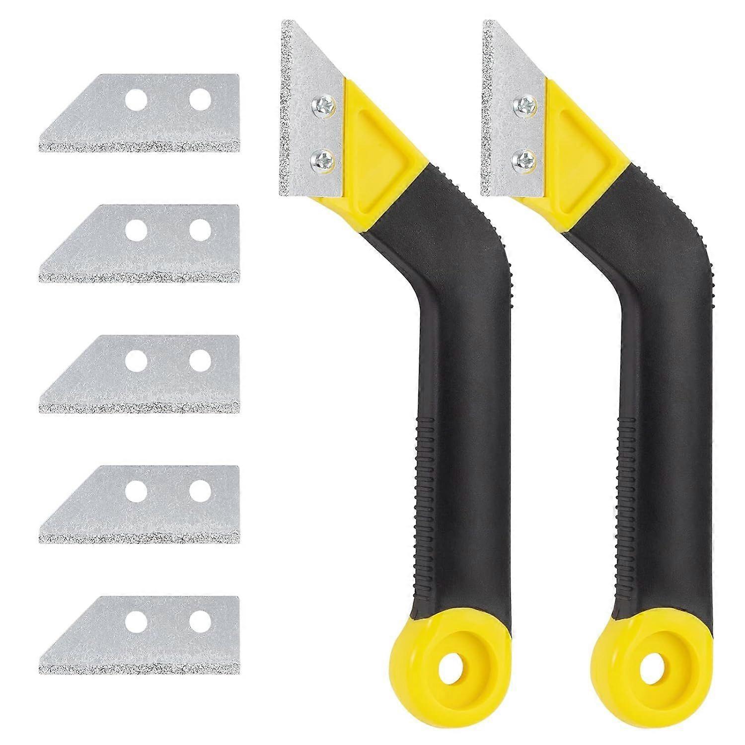 Grout Removal Tools, Tile Scraper, 2 Pack Grout Scraper, Angled Saw with 5 Replacement Blades for Bathroom Cleaning