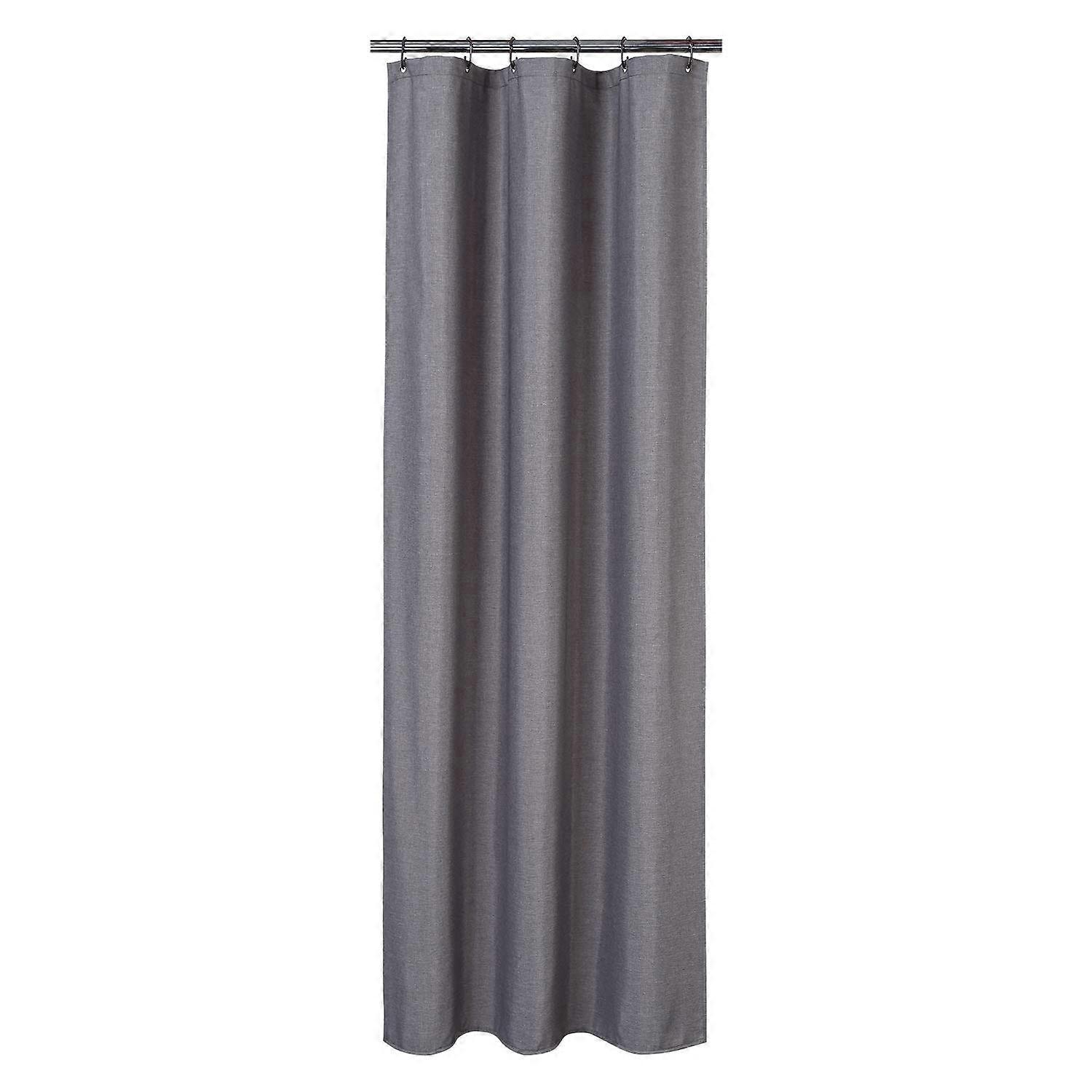 Flax Linen Like 240GSM Heavy Weight Stall Shower Curtain With Hooks Grey 80X180 CM Washable