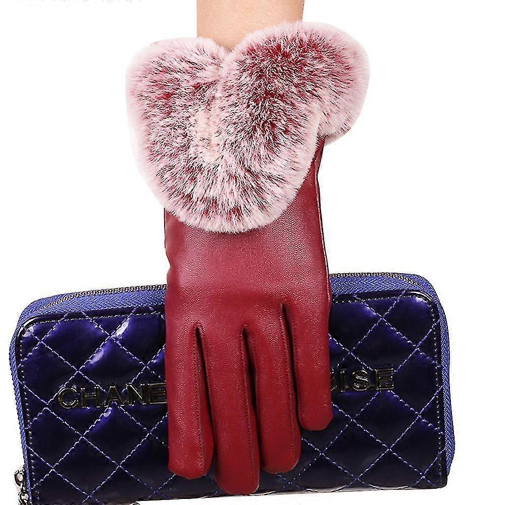 Touch Screen Leather Gloves Plush Cold Proof Thickened Riding Glove Ski Mittens